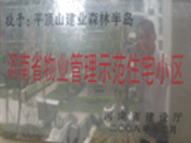 2008年12月17日，平頂山森林半島被 評為"河南省物業(yè)管理示范住宅小區(qū)"榮譽(yù)稱號。